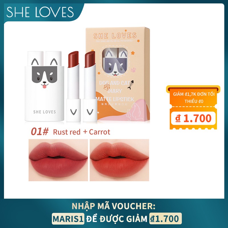 Son Môi Hai Đầu 2 Trong 1 Chứa Vitamin Và Lì Chống Thấm Nước Sheloves