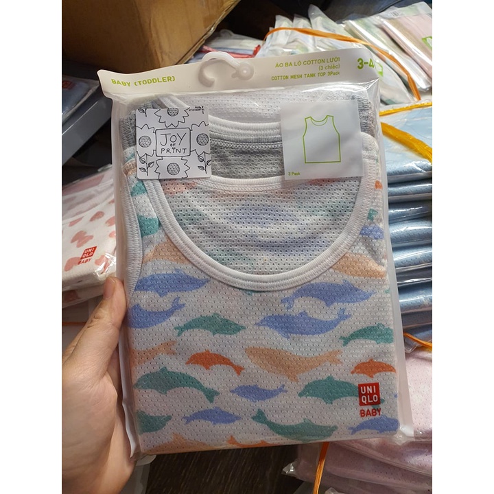Set 3 áo ba lỗ cotton lưới Uniqlo cho bé size 80, 90, 100