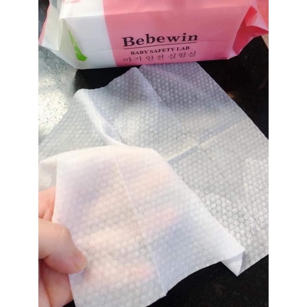 Khăn giấy ướt Bebewin công nghệ Hàn Quốc không mùi- Gói 100 tờ bản 20x30cm