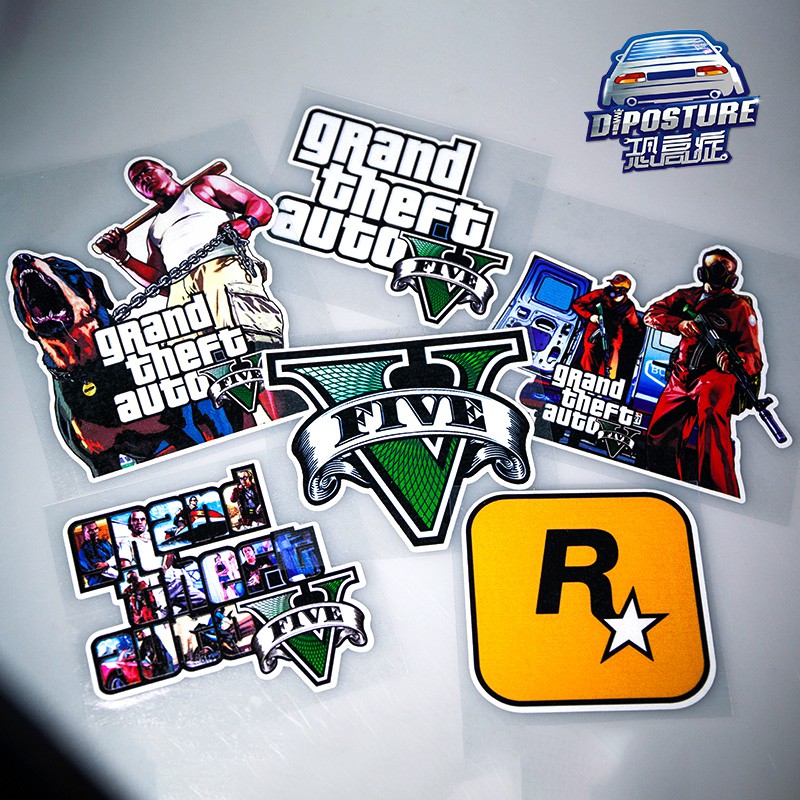 Set 5 Miếng Dán Trang Trí Xe Hơi Họa Tiết Grand Theft Auto Iv Wizard Gta