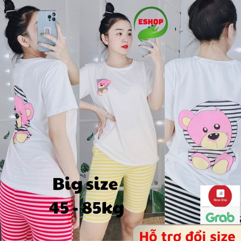 Đồ Bộ Bigsize Nữ Eshop Mặc Nhà Mùa Hè Đẹp Dễ Thương Quần Lửng Ngố Thun Cotton Đi Chơi Dễ Thương Trung Niên Ad20