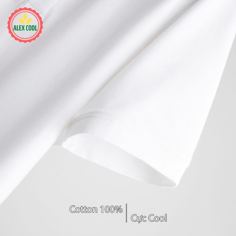 Áo thun nam POLO trơn vải cá sấu cotton cao cấp ngắn tay viền đen co giãn 4 chiều alex cool