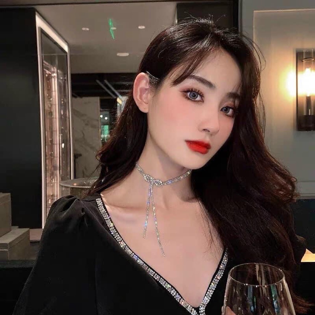 CHOKER NƠ CAO CẤP XINH ĐẸP CHO NỮ DÂY CHUYỂN VÒNG CỔ NƠ ĐÁ LẤP LÁNH SIÊU SANG TRANG SỨC NO.93 JEWELRY