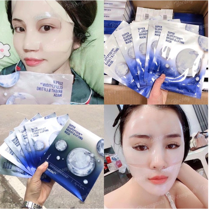 [DATE 09/22] Hộp 5 miếng Mặt Nạ Thạch Trắng Da, Khử Thâm Sạm Nám, Căng Bóng Sur.Medic Glupeptidin Bright Lifting Mask