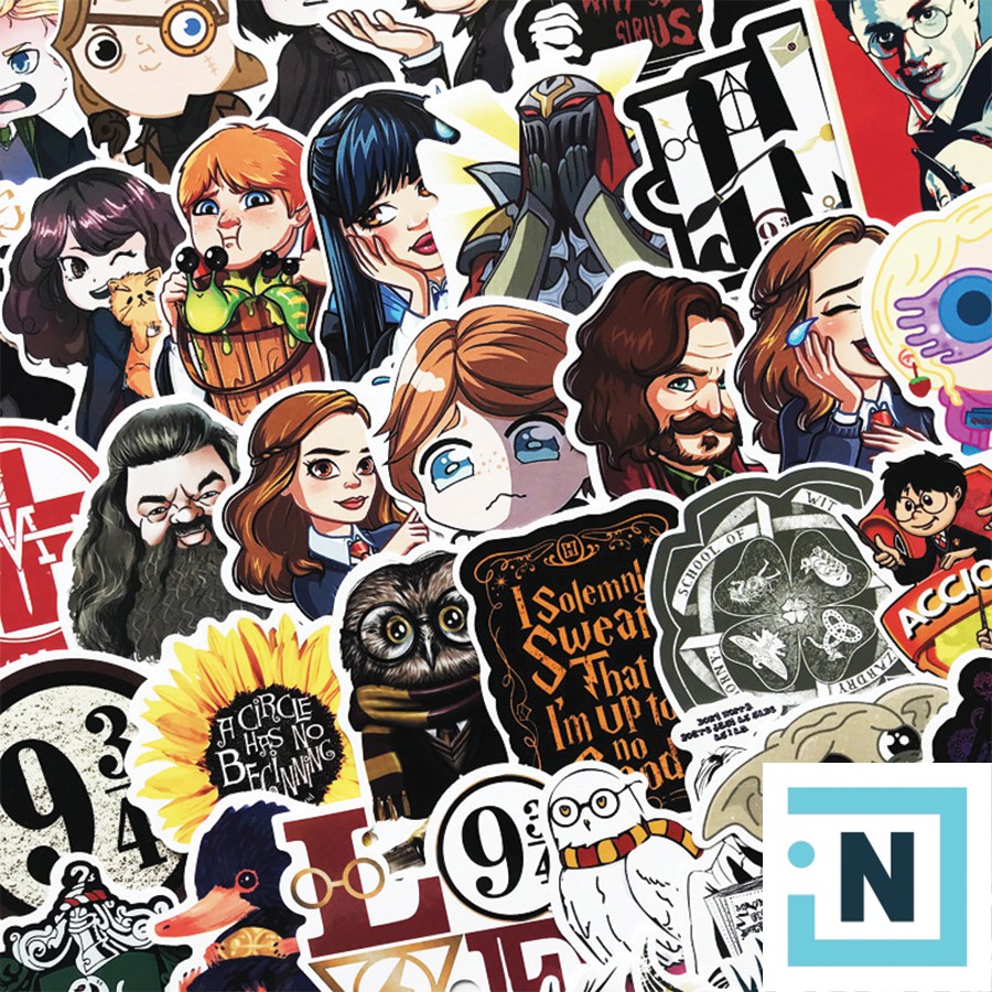 Set 50 Sticker Dán Harry Potter PVC Chống Nước | Dán Điện Thoại | Dán Laptop | Dán Mũ Bảo Hiểm | Dán Vali