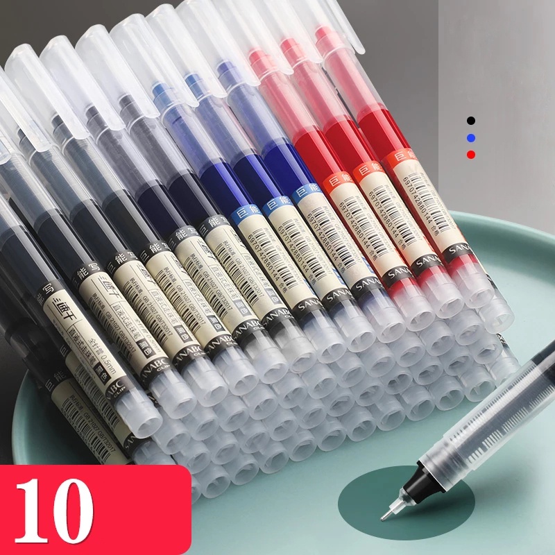 Set 5/10 Bút Bi Mực Xanh Đen Ngòi 0.5Mm