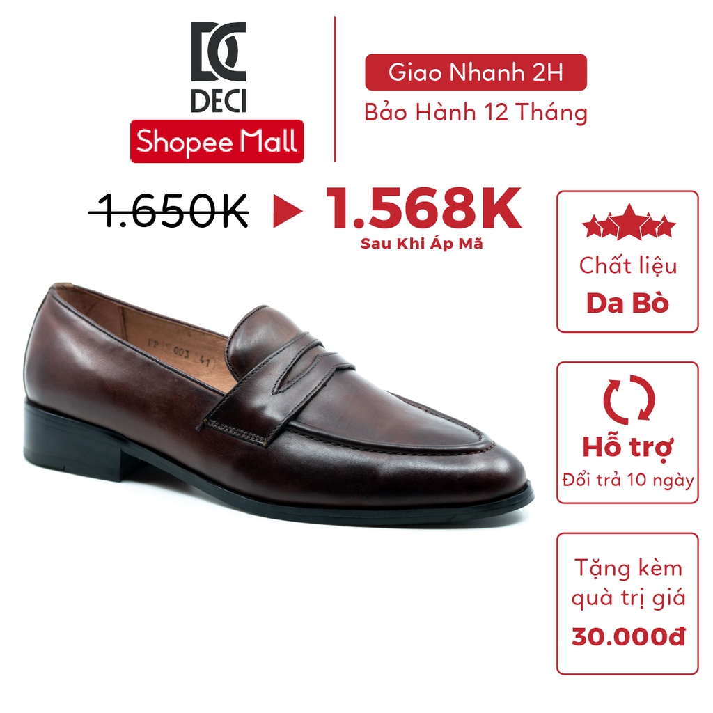 Giày tây công sở DECI màu booc đô dòng giày Loafer BROGUE 13