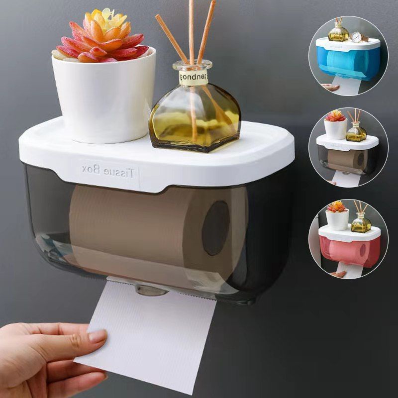 Hộp đựng khăn giấy vệ sinh không cần đục lỗ bằng nhựa có khe kéo