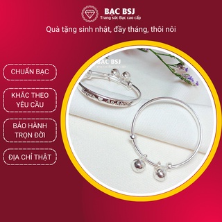 Lắc bạc cho bé sơ sinh đến 3 tuổi chất liệu Bạc S99 cao cấp. Điều chỉnh độ rộng, khắc tên theo yêu cầu. Bạc BSJ