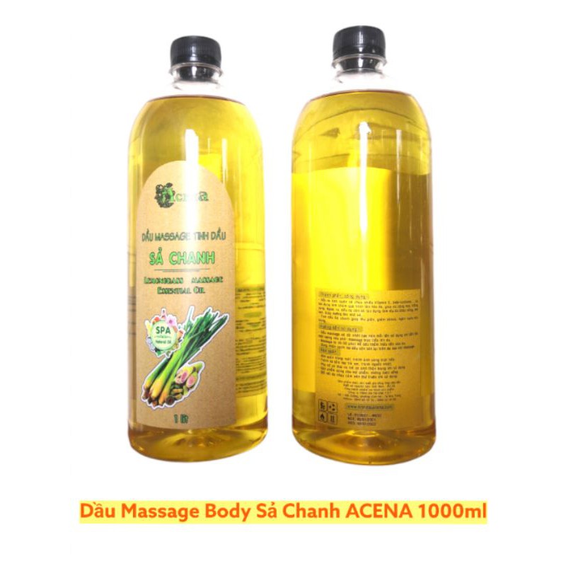 Dầu Massage Body Tinh Dầu Sả Chanh ACENA 1000ml Spa Chuyên Dùng, Dưỡng Ẩm Da, Mùi Hương Thư Giãn