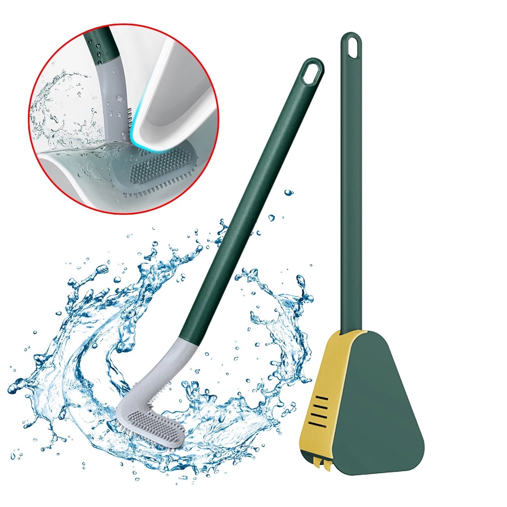 Bàn Chải Vệ Sinh Bồn Cầu Bằng Silicone Linh Hoạt Có Giá Đỡ 360 Độ