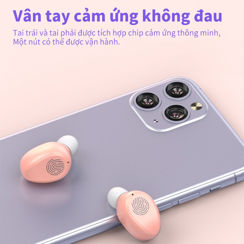 Tai nghe bluetooth Amoi F7 cảm ứng TWS có hộp sạc dạng quạt tích hợp đèn LED hiển thị nguồn