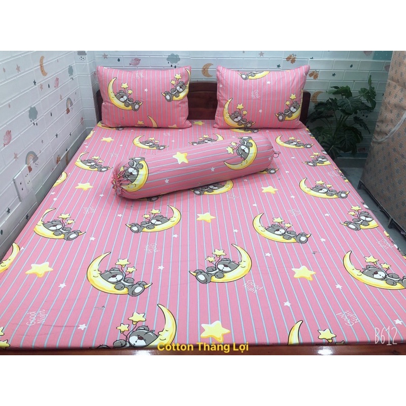 BỘ DRAP 4 MÓN VẢI COTTON THẮNG LỢI CHUẨN LOGO CTY 100% (Size M8x2M) chat chọn mẫu