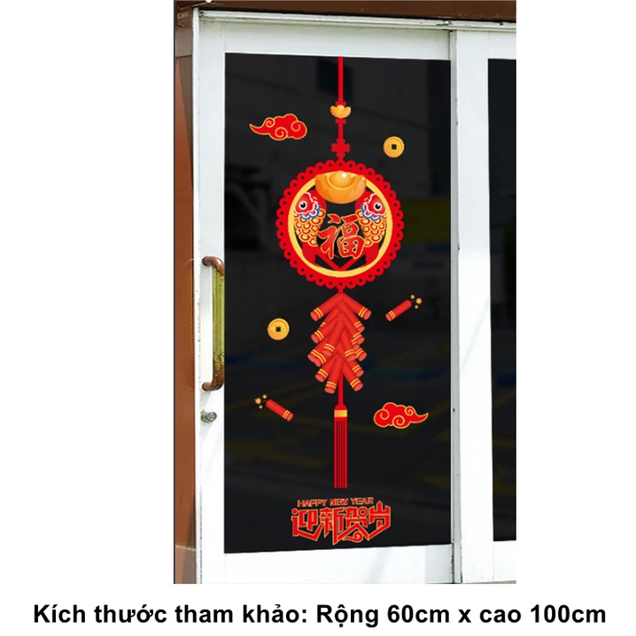 Decal hít tĩnh điện trang trí dán tết - VÀNG PHÚC SONG NGƯ