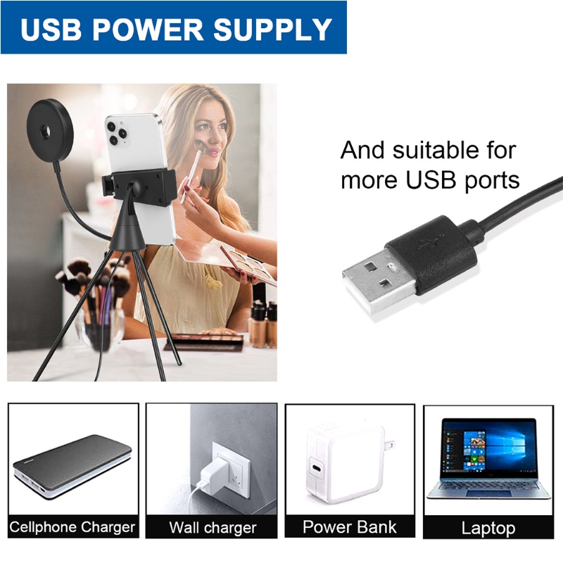 Giá Đỡ Đèn LED Chụp Ảnh Selfie Kèm Chân Tripod Điều Khiển Từ Xa 3 Màu Tùy Chọn