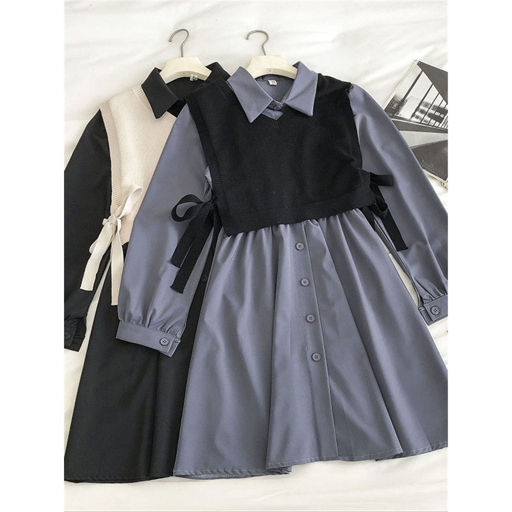 Hàng Sẵn_Trumpet hai mảnh áo đầm+gilê phong cách Hàn Quốc | BigBuy360 - bigbuy360.vn