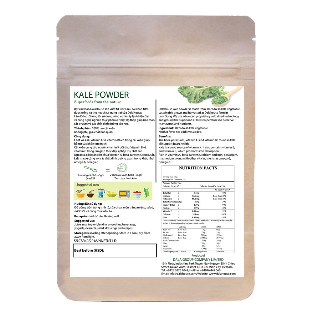 Bột cải xoăn (Kale) 100 % nguyên chất (50gr) (Kale powder)