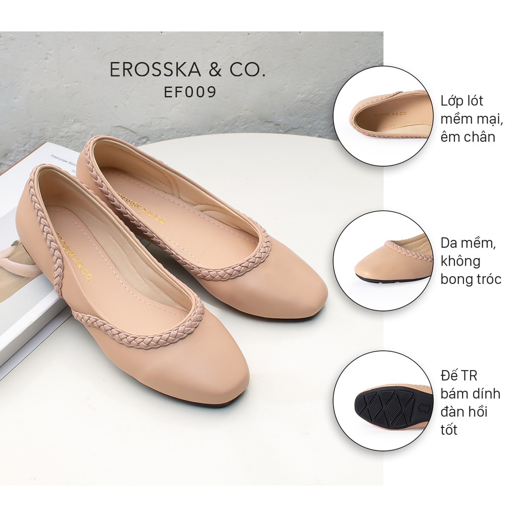 Giày búp bê Erosska mũi vuông phối dây đan chéo màu nude _ EF009 | BigBuy360 - bigbuy360.vn