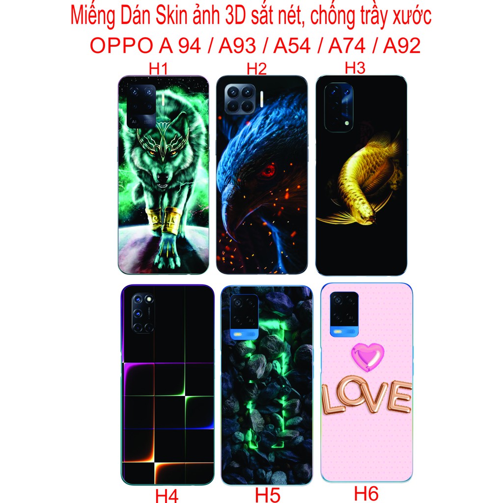 Dán Skin Điện thoại OPPO A94 / A93 / A74 / A54 / A92 Hình ảnh sắt nét, khong phai màu, chống trầy xước