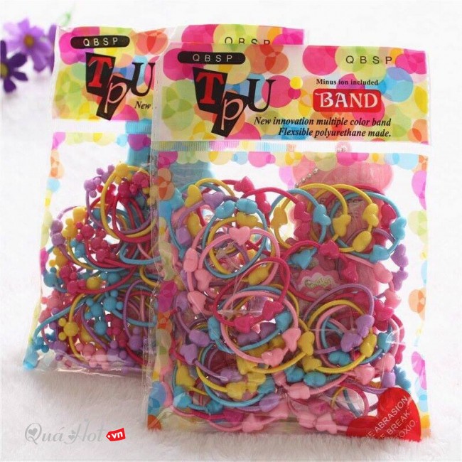 Túi 50 dây buộc tóc dễ thương cho bé gái