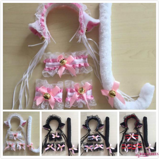Trang phục cosplay anime tai mèo và đuôi làm quà tặng giáng sinh và tiệc Halloween cao cấp