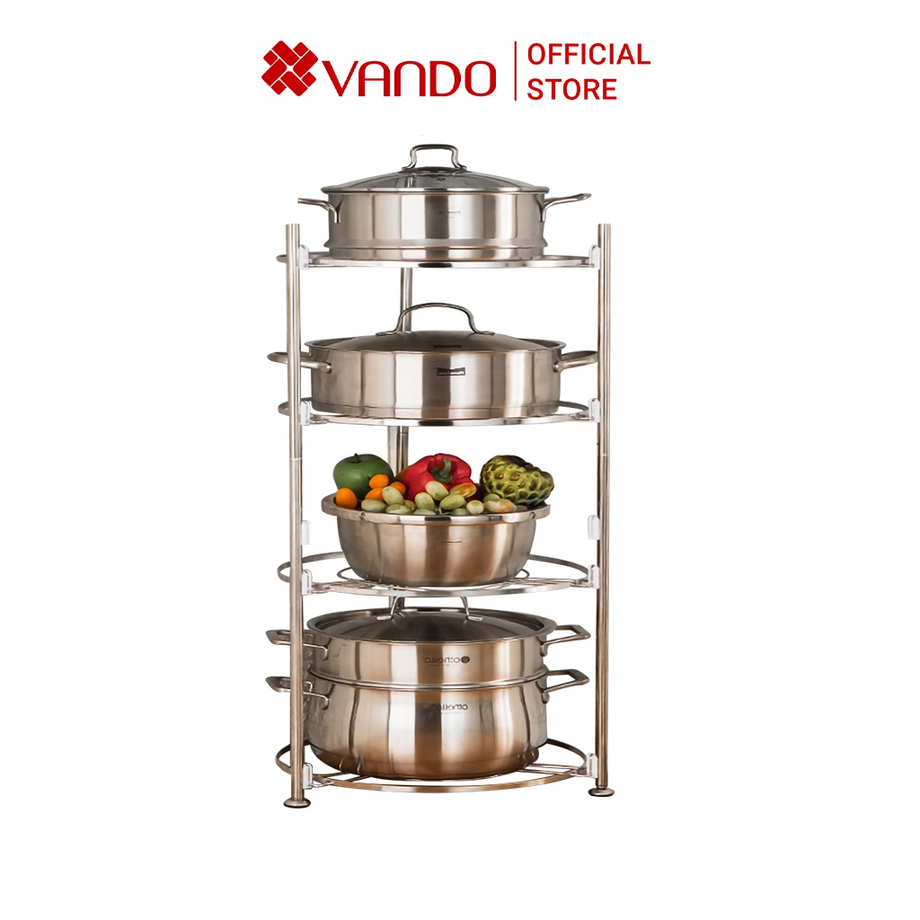 Kệ Để Nồi Chảo VANDO Inox SUS 304 Cao Cấp Giá Để Đồ Nhà Bếp Nhiều Tầng Thông Minh