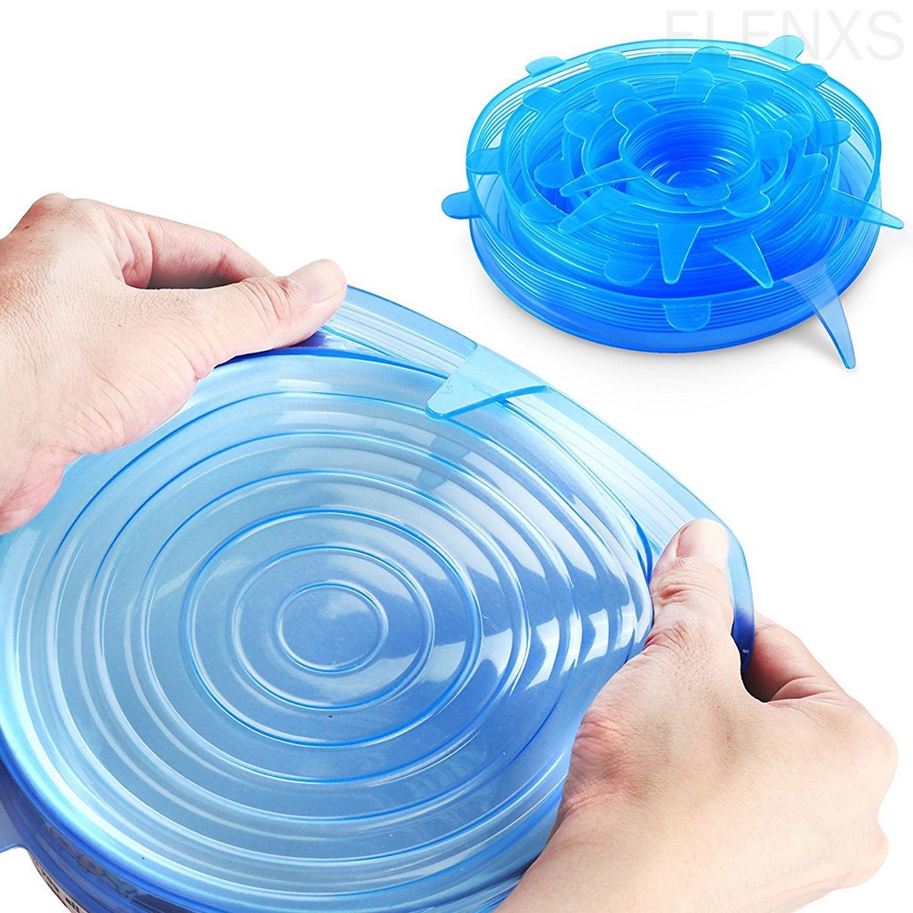 Set 6 Nắp Silicone Đậy Thực Phẩm Có Thể Tái Sử Dụng