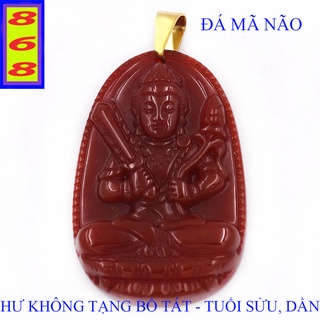 Mặt Dây Chuyền Phật Hư Không Tạng Bồ Tát mã não Đỏ 3.6cm - Mặt Size Nhỏ - Tặng Kèm Móc Inox