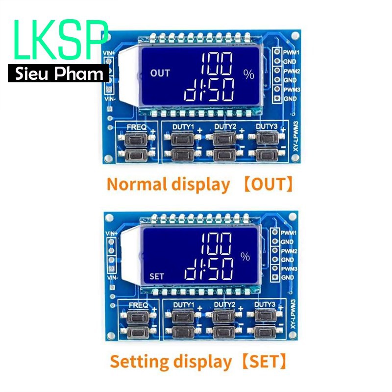 Module Phát Xung PWM 3 Kênh Hiển Thị LCD