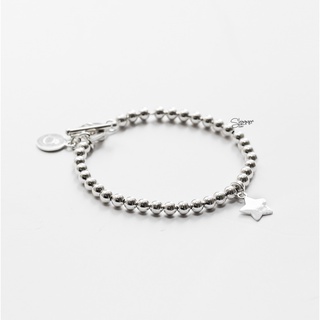 Lắc Tay Bạc 925 Nữ Bi Trơn Shimmer Silver Mặt Hình Ngôi Sao - MEDIUM BAUBLE STAR