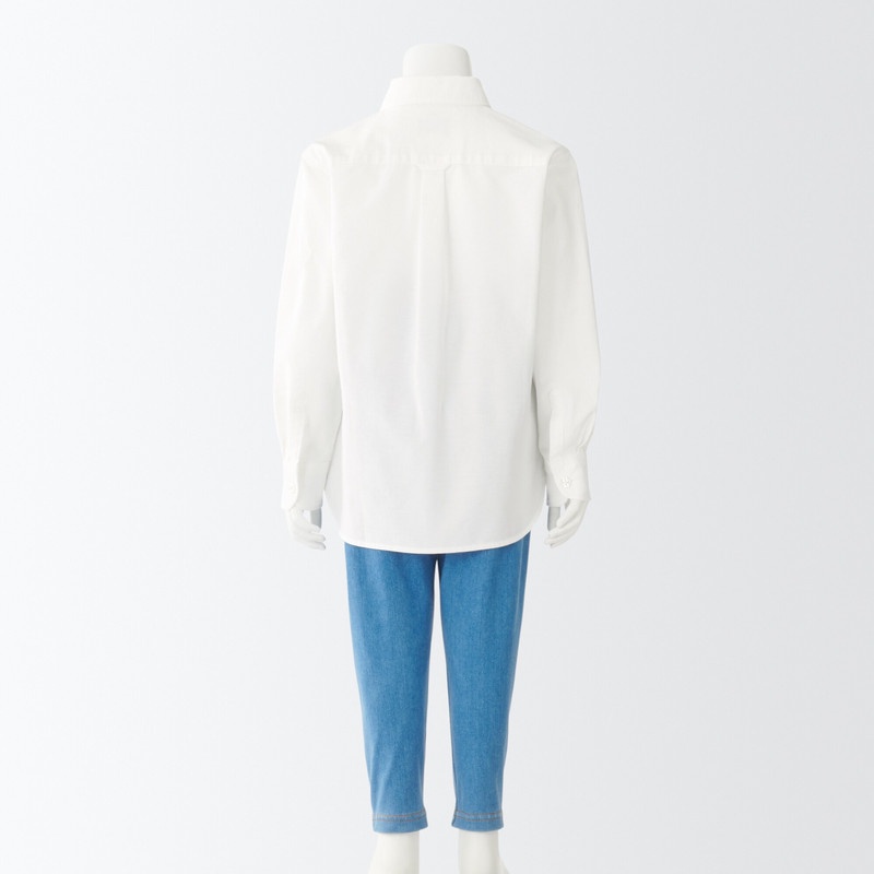 Muji Áo Sơ Mi Vải Oxford Cổ Cài Nút - Trẻ Em