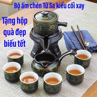 Bộ ấm chén pha trà cối xay cao cấp , tặng hộp đẹp biếu tết