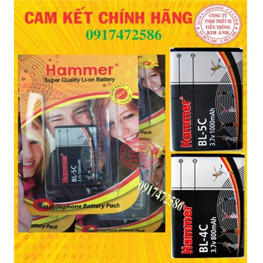 Pin điện thoại Hammer mã 4C/5C dung lượng cao, Hàng chính hãng bảo hành 12 tháng