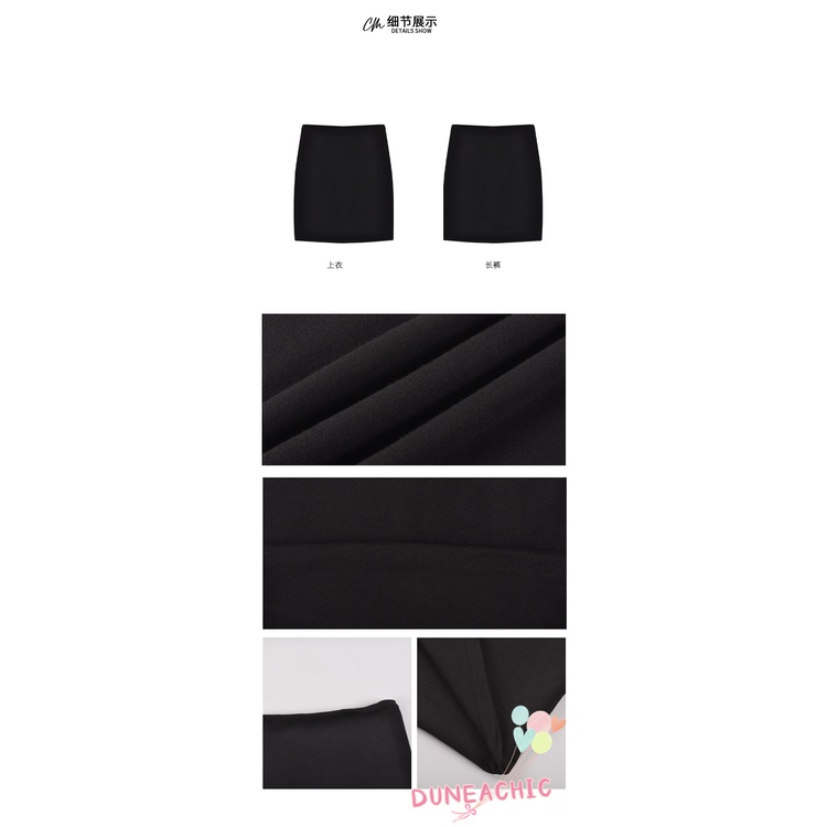 DUNEA Chân Váy Đen Eo Cao Dáng Ôm Quyến Rũ Trẻ Trung Cho Bạn Gái