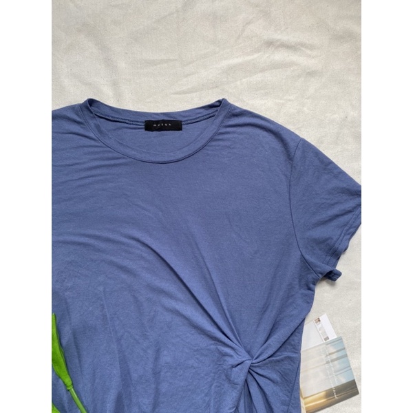 Đầm thun xanh phối chéo