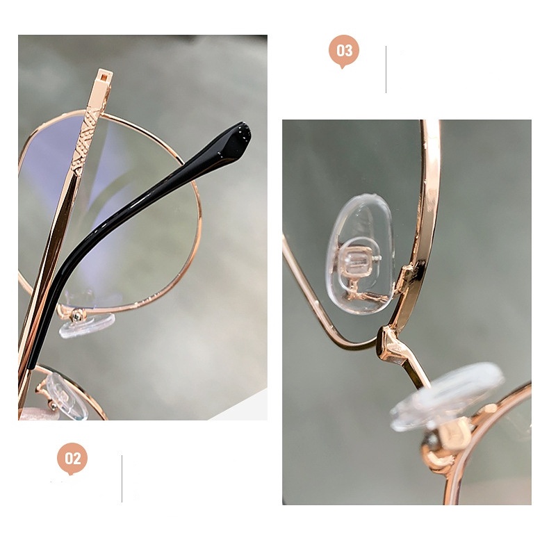 Kính Mát Nữ Gọng Tròn Kim Loại Chống Tia Sáng Xanh