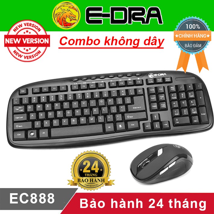 Combo phím chuột không dây Edra EC888 Philips C324 chính hãng - Bộ phím chuột không dây E-Dra EC888