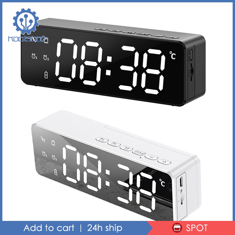 Loa Bluetooth Không Dây Kiêm Đồng Hồ Báo Thức Tích Hợp Fm Radio Có Đèn Led