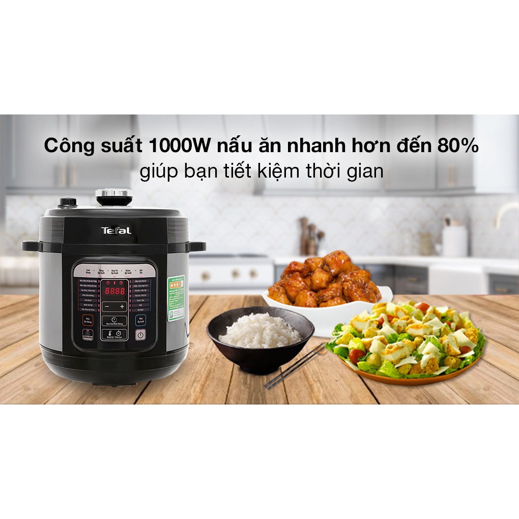 [Mã ELHADEV giảm 4% đơn 300K] Nồi áp suất điện 6 lít Tefal CY601868 - Bảo hành 24 tháng Tefal chính hãng