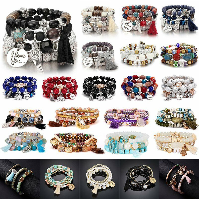 Set 6 Vòng Tay Hạt Phong Cách Bohemian