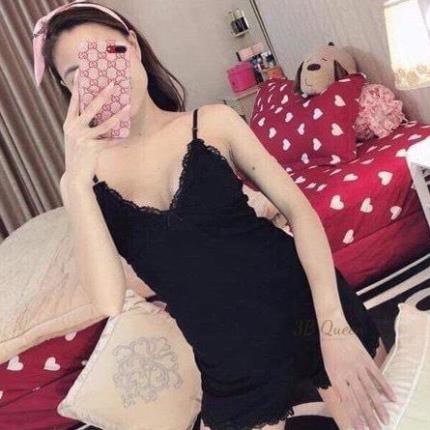 Đồ ngủ 2 dây viền ren, đầm ngủ nữ chất liệu Borip cao cấp, kèm quần đùi dễ thương. | BigBuy360 - bigbuy360.vn