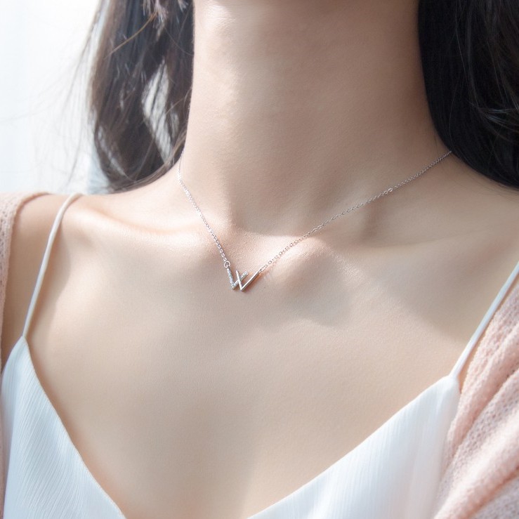 vòng cổ Mặt Chữ V Đính Đá Zircon B75