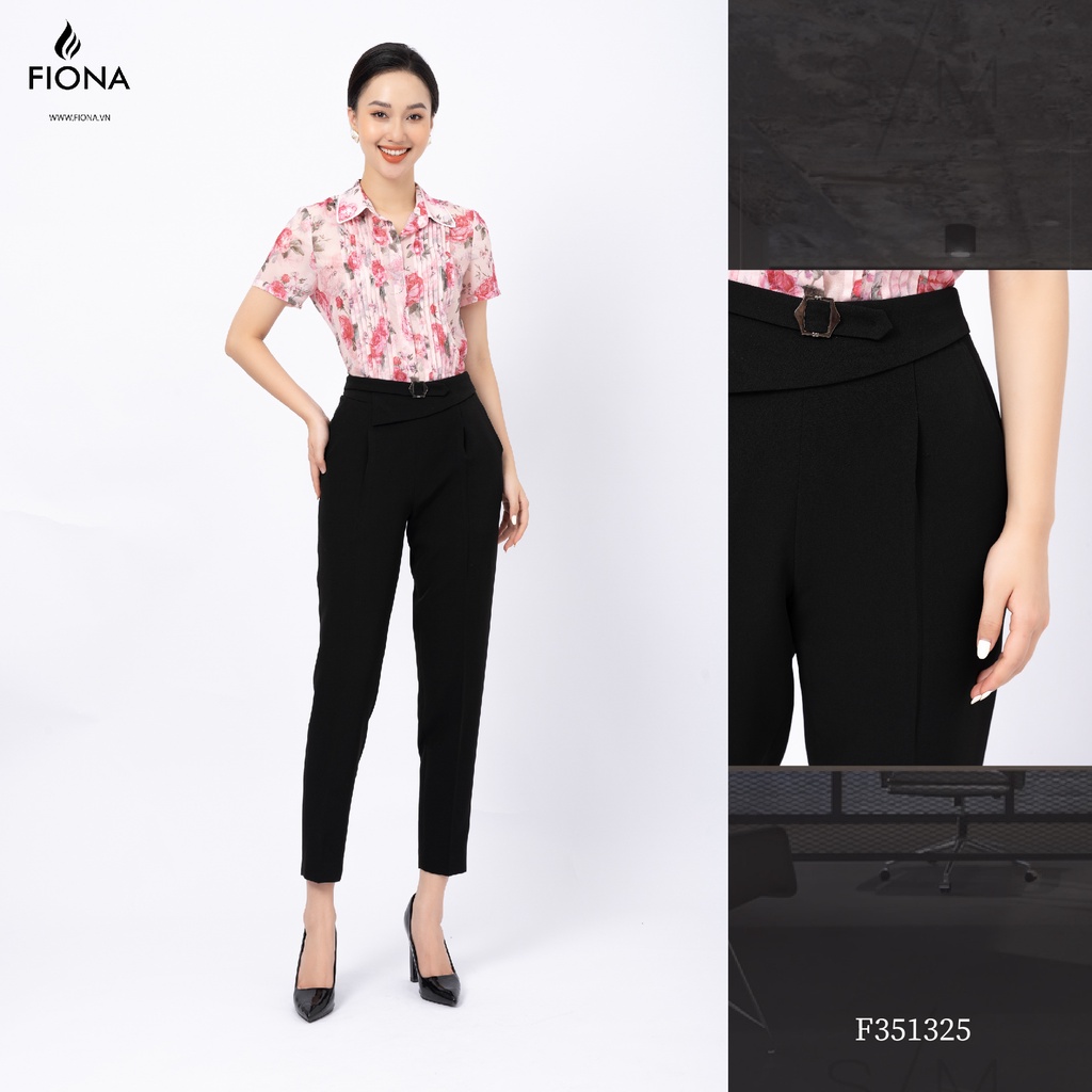 Quần Tây Nữ Công Sở Cạp Cao FIONA, Quần Baggy Tôn Dáng Trẻ Trung tà bong đai trang trí cạp F351325
