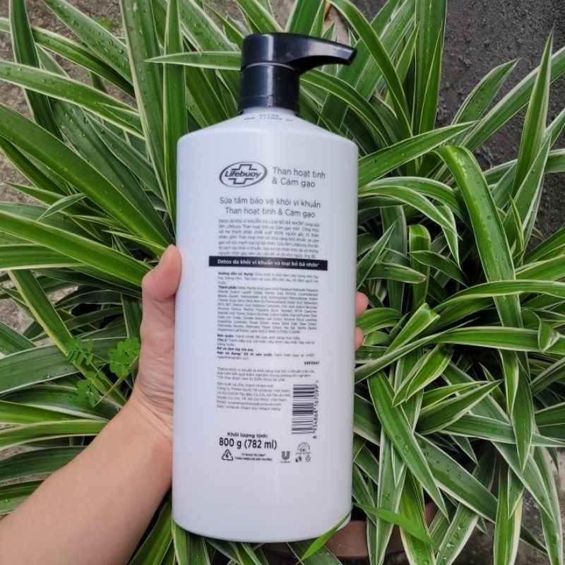 Sữa Tắm Lifebuoy Detox Than Hoạt Tính & Cám Gạo 800g