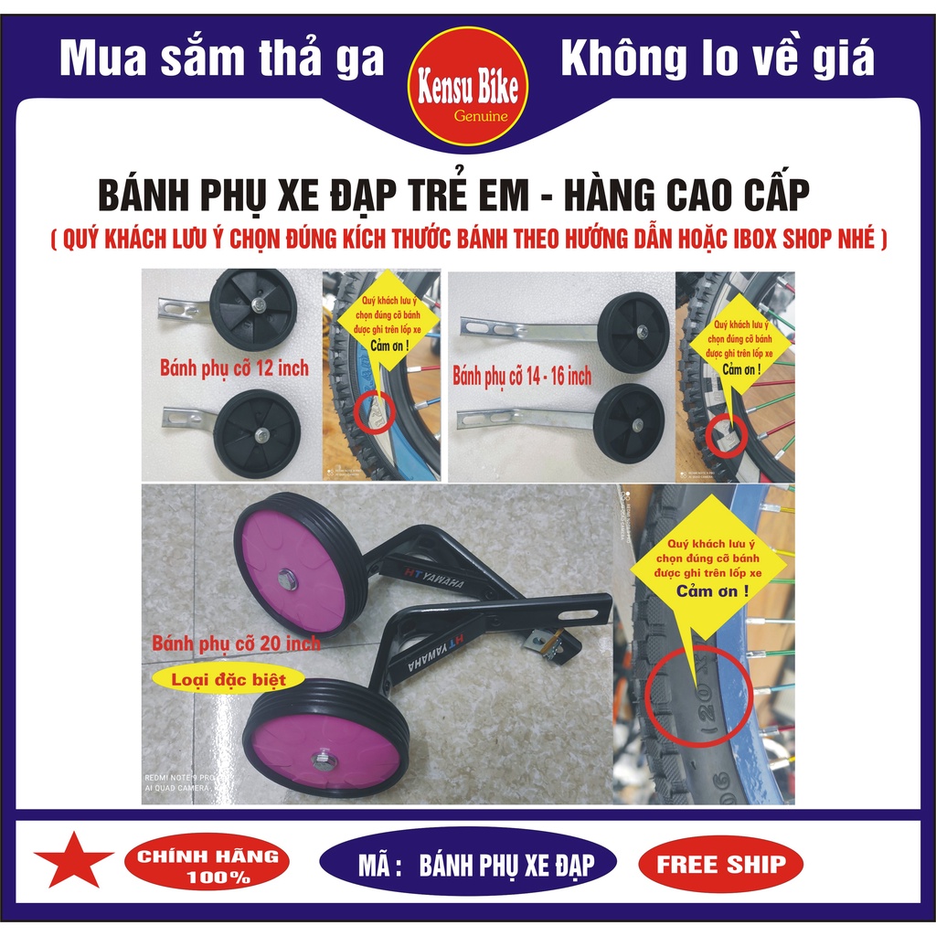 bánh phụ cho xe đạp trẻ em cỡ bánh từ 12-14-16-20 inch