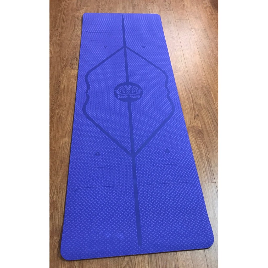 Thảm tập Yoga TPE 8mm có Định tuyến, chống trơn tốt (Tặng túi đựng thảm)