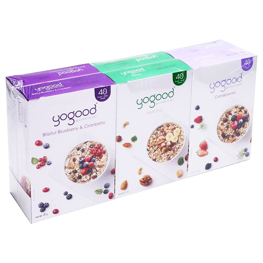 [Combo 6 hộp] Ngũ cốc nguyên cám ăn kiêng nhiều vị Yogood Gourmet Variety Pack - 240g
