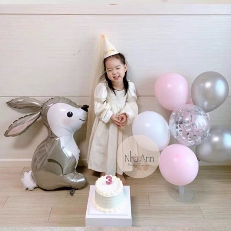 Bóng con thỏ ngọc xám 4D phong cách hàn quốc