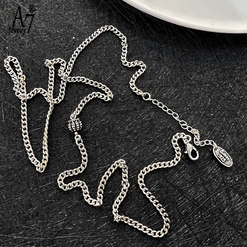 Vòng cổ Bạc Thái Mặt Vương Miện Màu Sắc A7