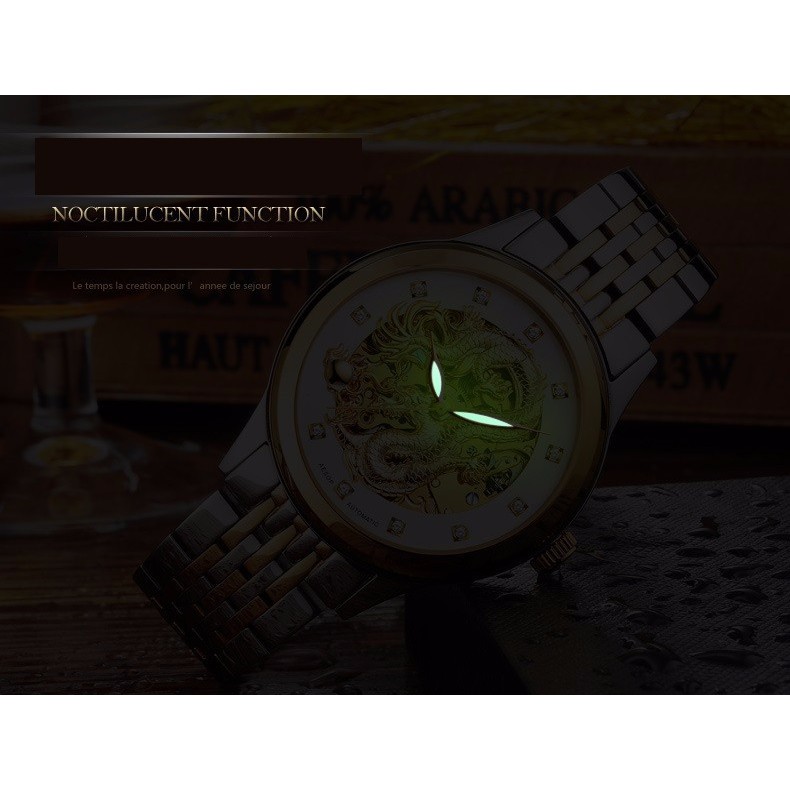 Đồng hồ cơ nam tivise hình mặt rồng quyền năng CHẠY CƠ TỰ ĐỘNG